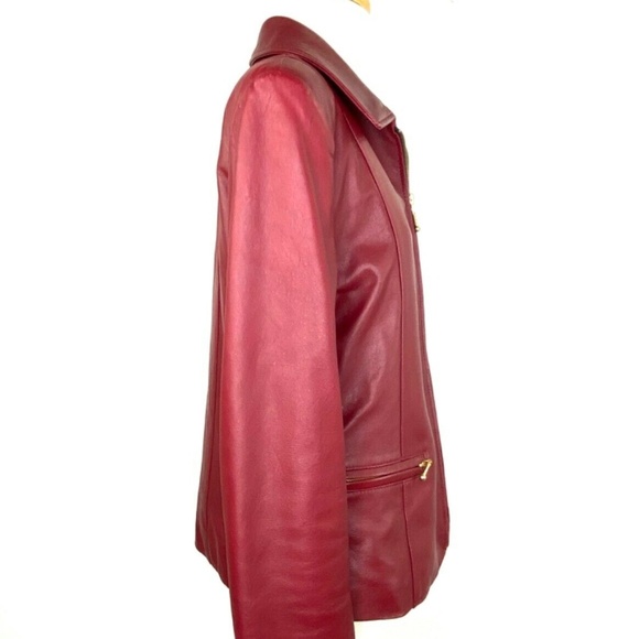 La Pelle Karpeta Moto Red Leather Jacket Coat Sz 12 - Picture 5 of 8